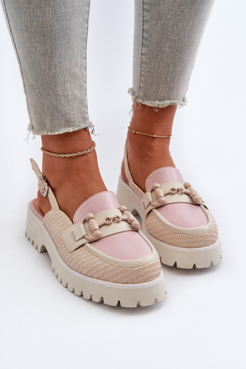 Sandały Damskie Na Płaskim Obcasie Z Ozdobą Beżowe D&A MR38-656