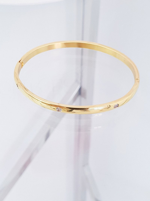 Damska Bransoleta Stalowa Z Cyrkoniami Złota Ursa