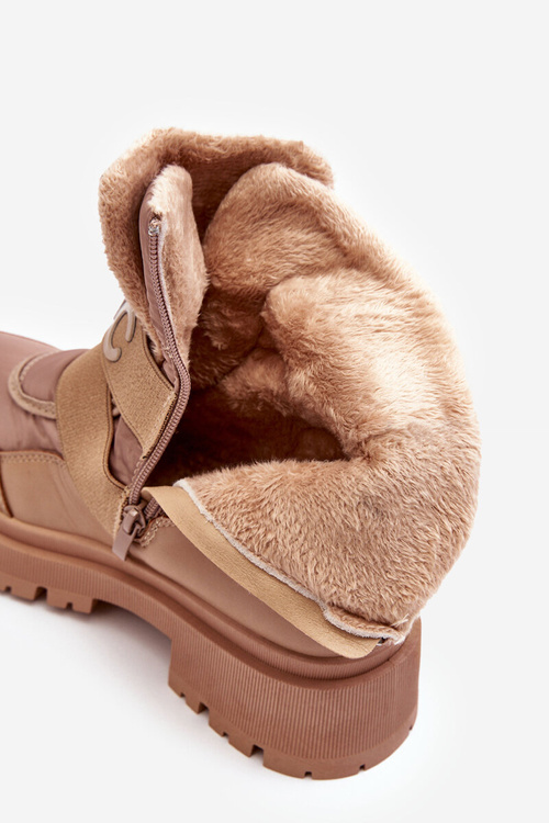 Damskie Śniegowce Na Suwak Ocieplane Beżowe Zeva