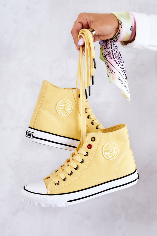 Damskie Wysokie Trampki Big Star JJ274207 Żółte