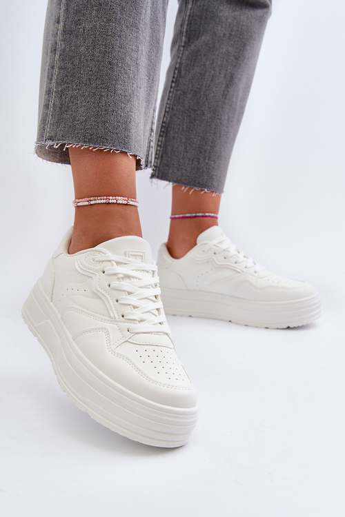 Sneakersy Damskie Na Platformie Białe Axivana