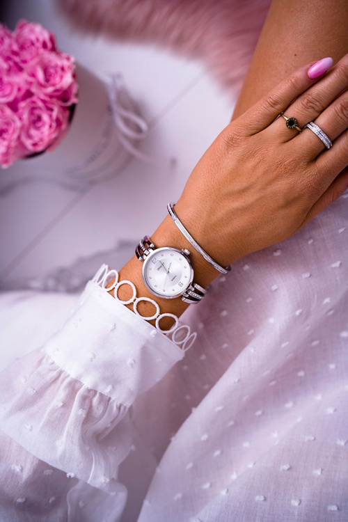 Damski Zegarek Ernest Cyrkonie Srebrny Alendi