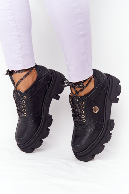 Skórzane Półbuty Oxfordy Lewski Shoes 3011-0 Czarne