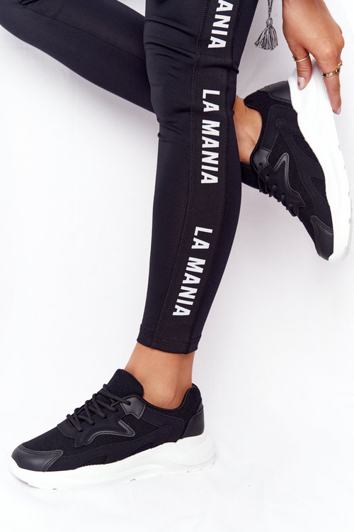 Damskie Sneakersy Na Dużej Podeszwie Czarne Delusion