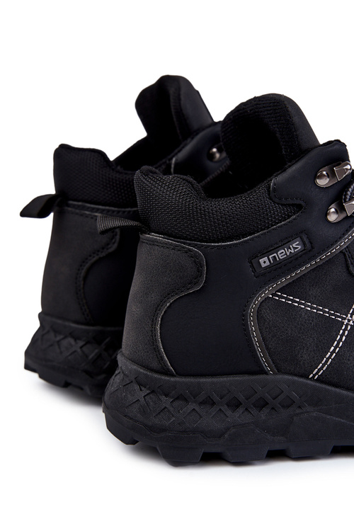 Męskie Ocieplane Botki Trapery Czarne Allan