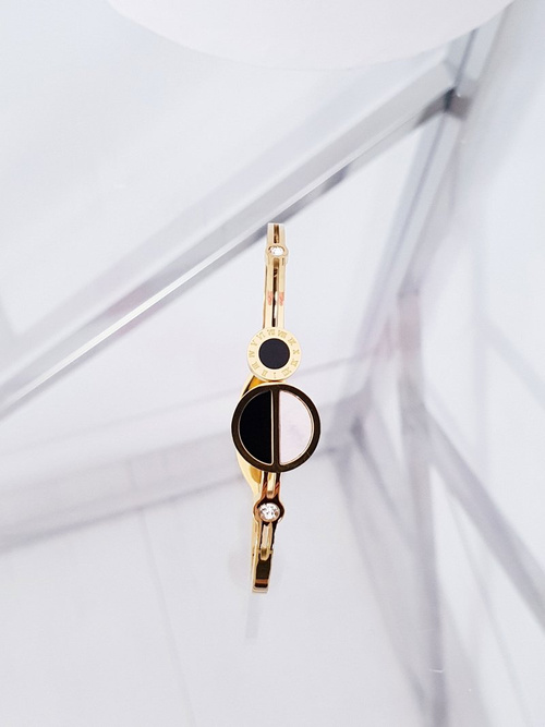 Damska Bransoleta Stalowa Cyrkonie Rzymskie Cyfry Złota Wega