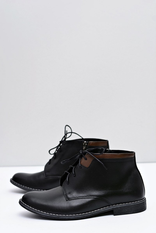 Męskie Botki Wysokie Ciepłe Z Zamkiem Czarne Mendez