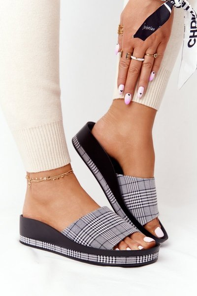 Klapki Na Koturnie Vinceza 21-17113 Szare W Kratę