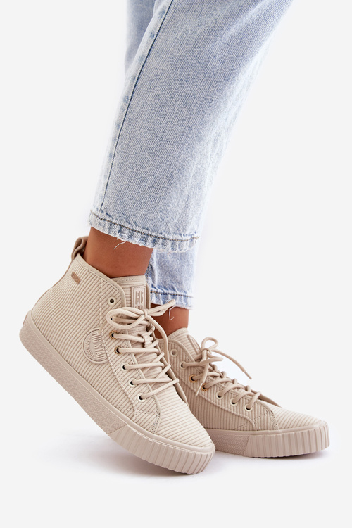 Ocieplane Sztruksowe Trampki Damskie Big Star OO274771 Hi-Poly System Beżowe