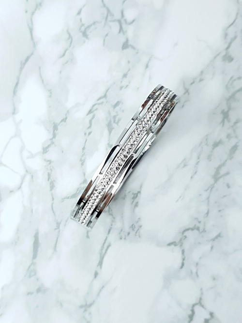 Damska Bransoleta Stalowa Z Cyrkoniami Srebrna Verne