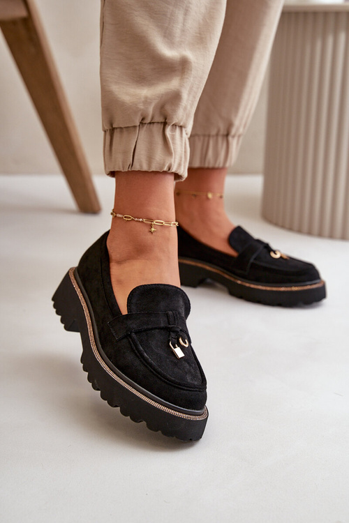 Damskie Mokasyny Eko Zamszowe Ze Zdobieniem Czarne Verindalle