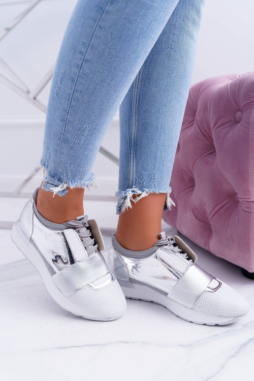 Lu Boo Damskie Srebrne Sportowe Buty Madoni