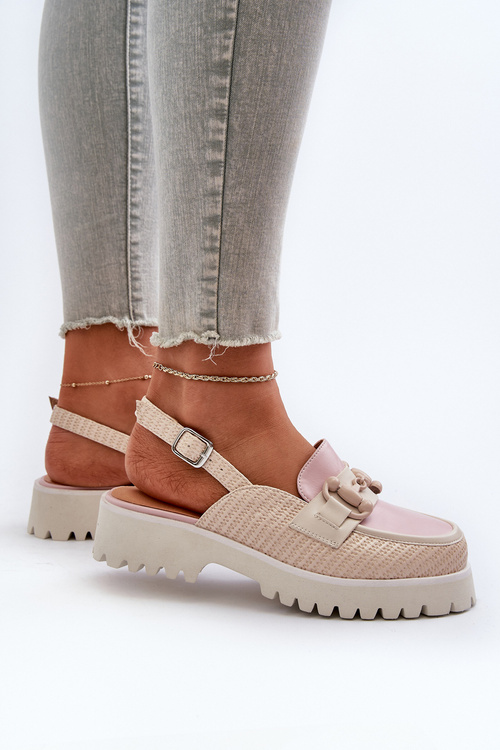 Sandały Damskie Na Płaskim Obcasie Z Ozdobą Beżowe D&A MR38-656