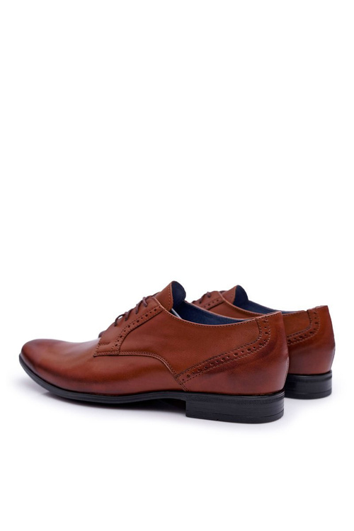 Półbuty Męskie Eleganckie Bednarek Skórzane Brązowe Herod