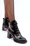 Lakierowane Damskie Botki D&A MR870-98 Czarne