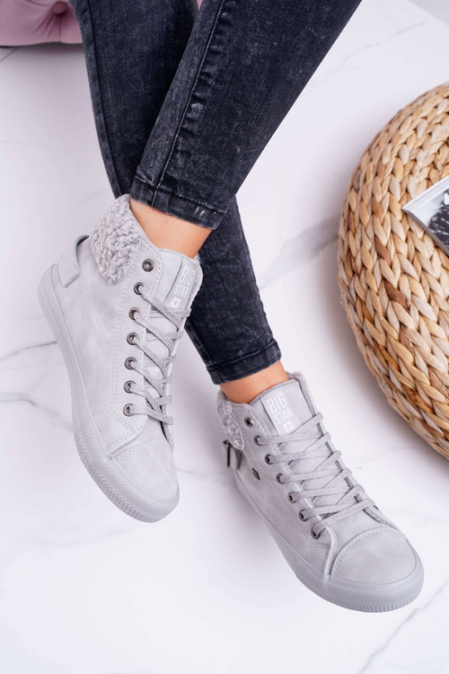 Trampki Damskie Big Star Wysokie Ocieplane Szare EE274079