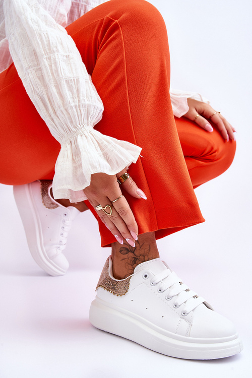Damskie Buty Sportowe Z Ozdobnym Wzorem Biało-Złote Delight