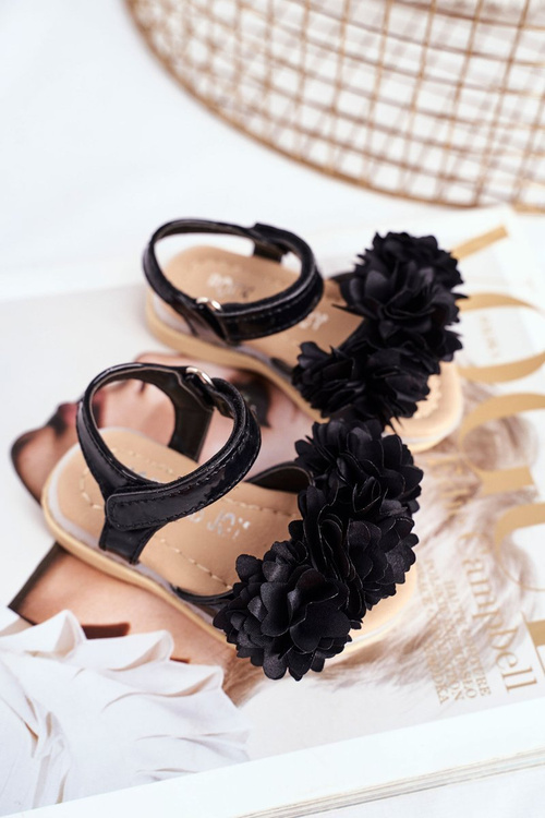 Dziecięce Sandałki Na Rzep Świecące Czarne Milena