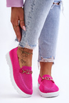 Damskie Wsuwane Tenisówki Slip-On Z Ozdobą Fuksja Alena