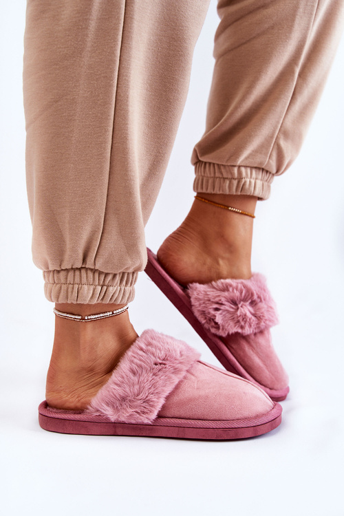 Damskie Klasyczne Papcie Z Futerkiem Różowe Lorines