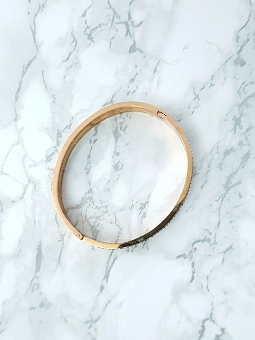 Damska Bransoleta Stalowa Z Cyrkoniami Różowe Złoto Verne