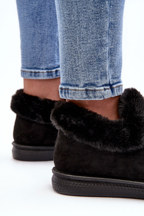 Niskie Śniegowce Damskie Z Futerkiem Czarne Pilani