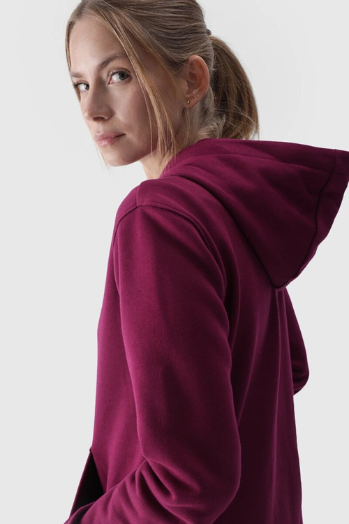 Bluza Damska Dresowa Z Kapturem Rozpinana Bawełniana 4F Fioletowa 4FWMM00TSWSF1467-51S