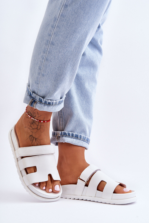 Klasyczne Klapki Damskie Białe Molie