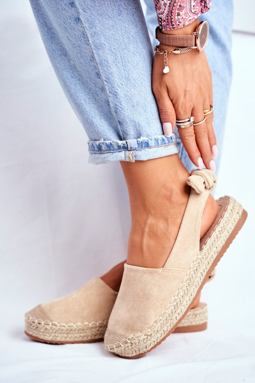 Espadryle Damskie Zamszowe Beżowe Kontres