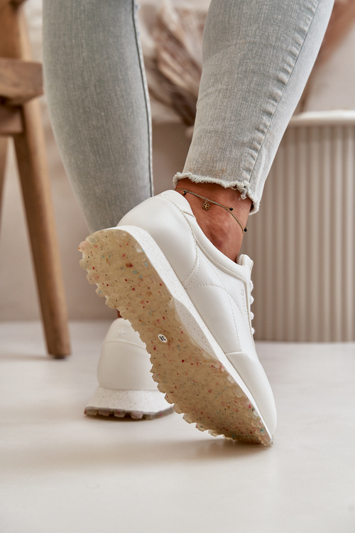 Damskie Sneakersy Buty Sportowe Z Eko Skóry Big Star OO274023 Hi-Poly System Białe