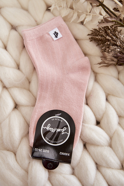 Młodzieżowe Klasyczne Skarpety Prążek Różowe