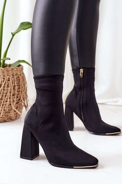 Botki Na Słupku Z Elastycznej Tkaniny Czarne Effect Wow
