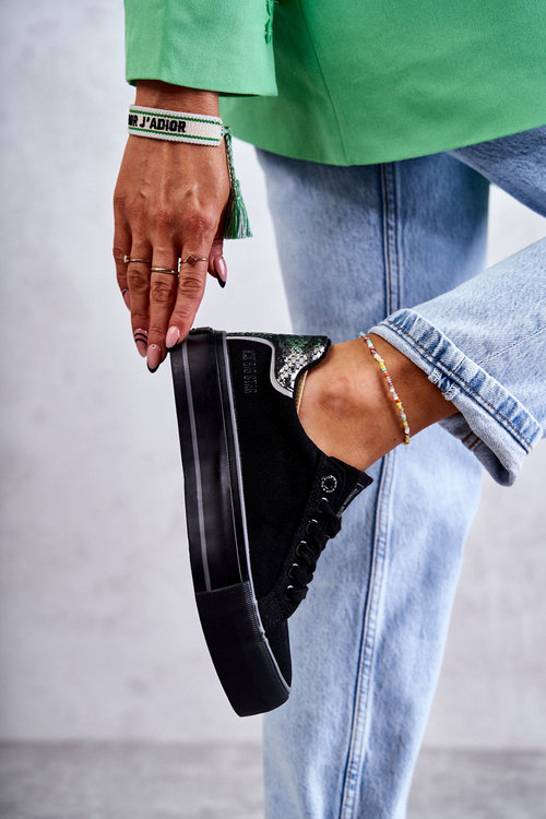 Damskie Materiałowe Trampki Big Star KK274036 Czarne