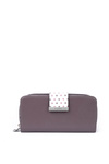 Damski Duży Portfel Na Suwak Kropki Fioletowy Lunelly