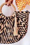 Pleciona Torebka Koszyczek NOBO XK0490 Beżowo-Czarna