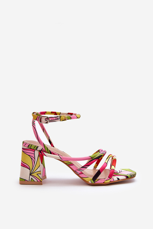 Wzorzyste Sandały Na Słupku Multikolor Jenglla