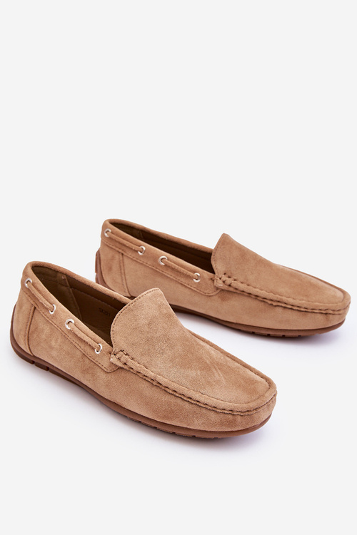 Męskie Zamszowe Wsuwane Mokasyny Brązowe Rayan