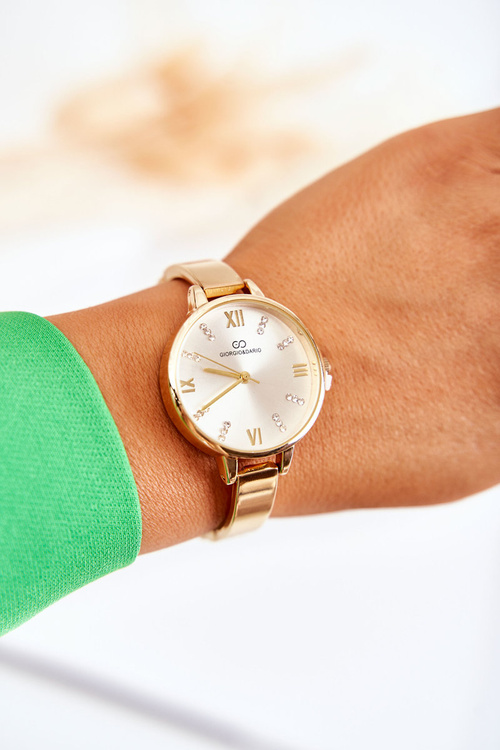 Modny Zegarek Z Cyrkoniami Giorgio & Dario Złoty