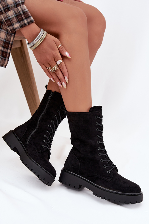 Botki Workery Damskie Ocieplane Czarne Marvielle