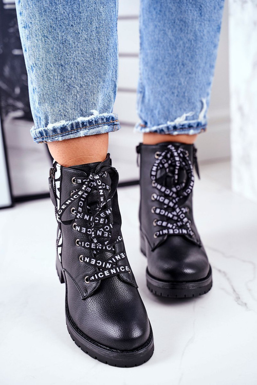 Botki Damskie Trapery Czarne Verso