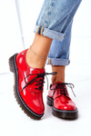 Damskie Skórzane Półbuty Oxfordy Maciejka 04087-08 Czerwone