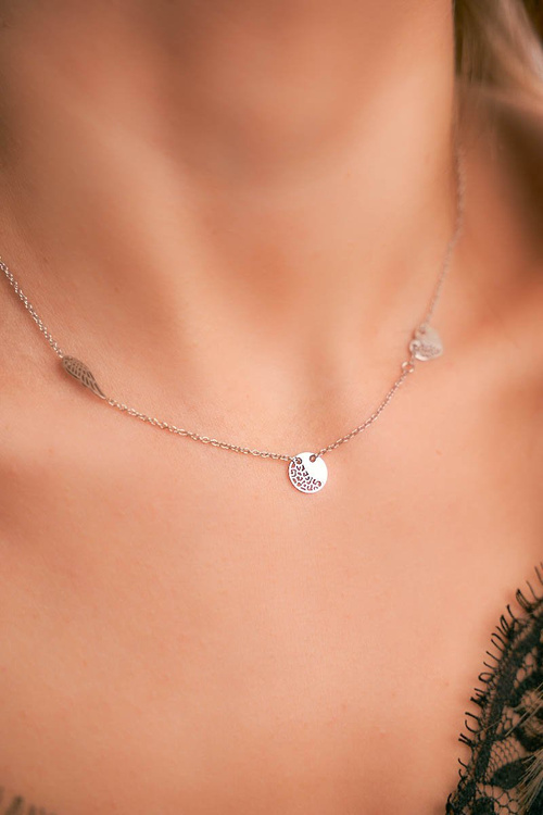 Damski Srebrny Naszyjnik Ażurowy Serce Skrzydło Tatyana