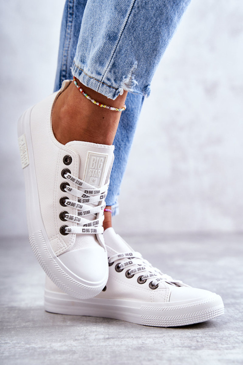 Damskie Skórzane Trampki Big Star KK274105 Białe