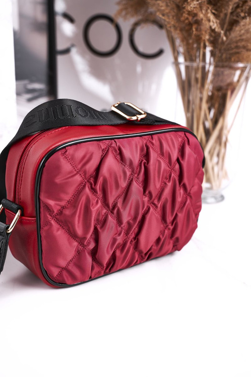 Damska Torebka Listonoszka MONNARI BAG4010-005 Pikowana Burgundowa