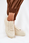 Koronkowe Trampki Damskie Big Star RR274746 Beżowe