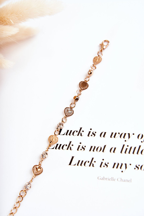 Damska Regulowana Bransoletka Z Cyrkoniami Serca Złota