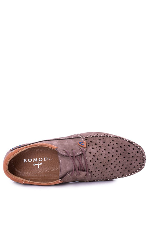 Dziurkowane Skórzane Mokasyny Półbuty Brąz Mortego