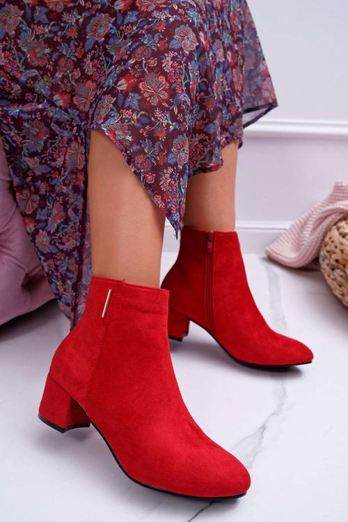 Damskie Botki Ocieplane Czerwone Fiorelli