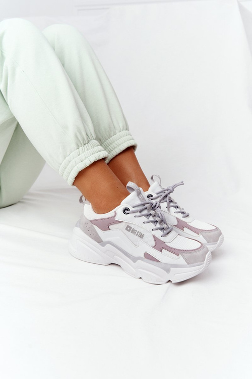 Damskie Sportowe Buty Memory Foam Big Star HH274255 Biało-Fioletowe