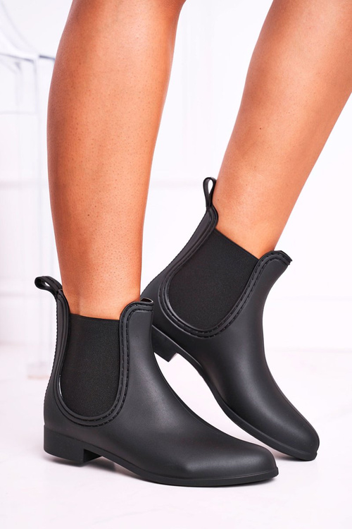 Czarne Damskie Matowe Kalosze Sztyblety Answear